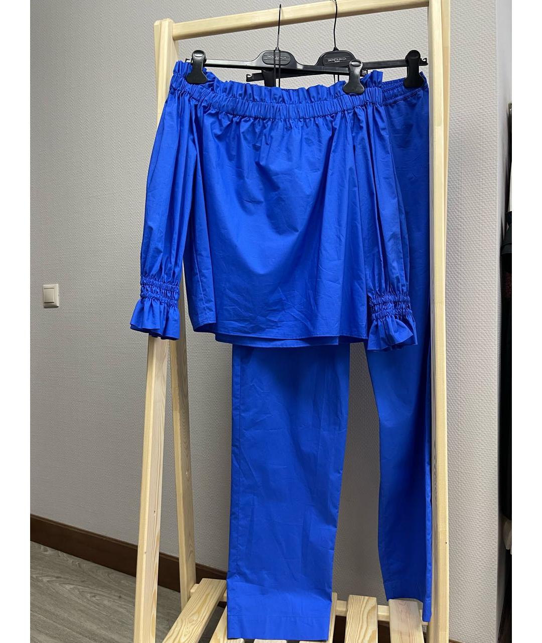 SIMONETTA RAVIZZA Синий хлопко-эластановый костюм с брюками, фото 8