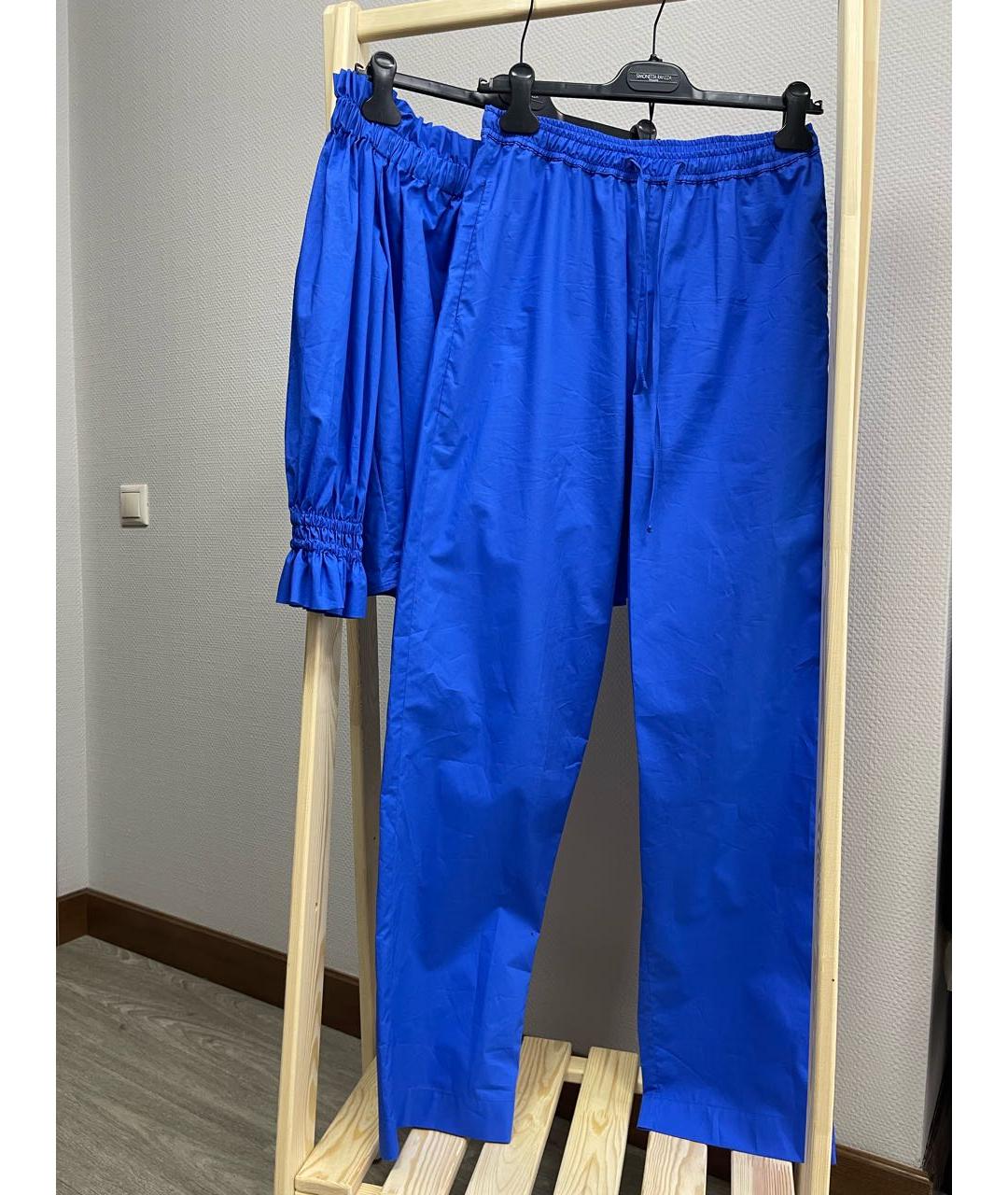SIMONETTA RAVIZZA Синий хлопко-эластановый костюм с брюками, фото 2