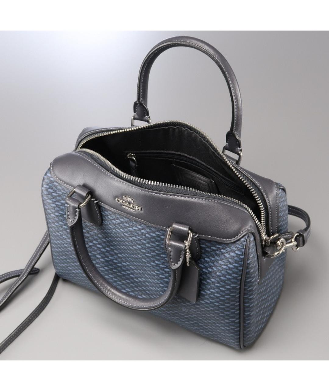 COACH Серая кожаная сумка с короткими ручками, фото 4