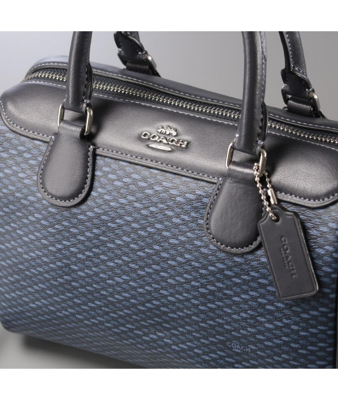 COACH Серая кожаная сумка с короткими ручками, фото 6