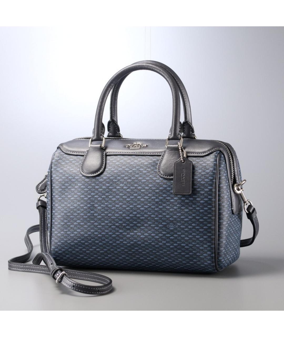 COACH Серая кожаная сумка с короткими ручками, фото 2