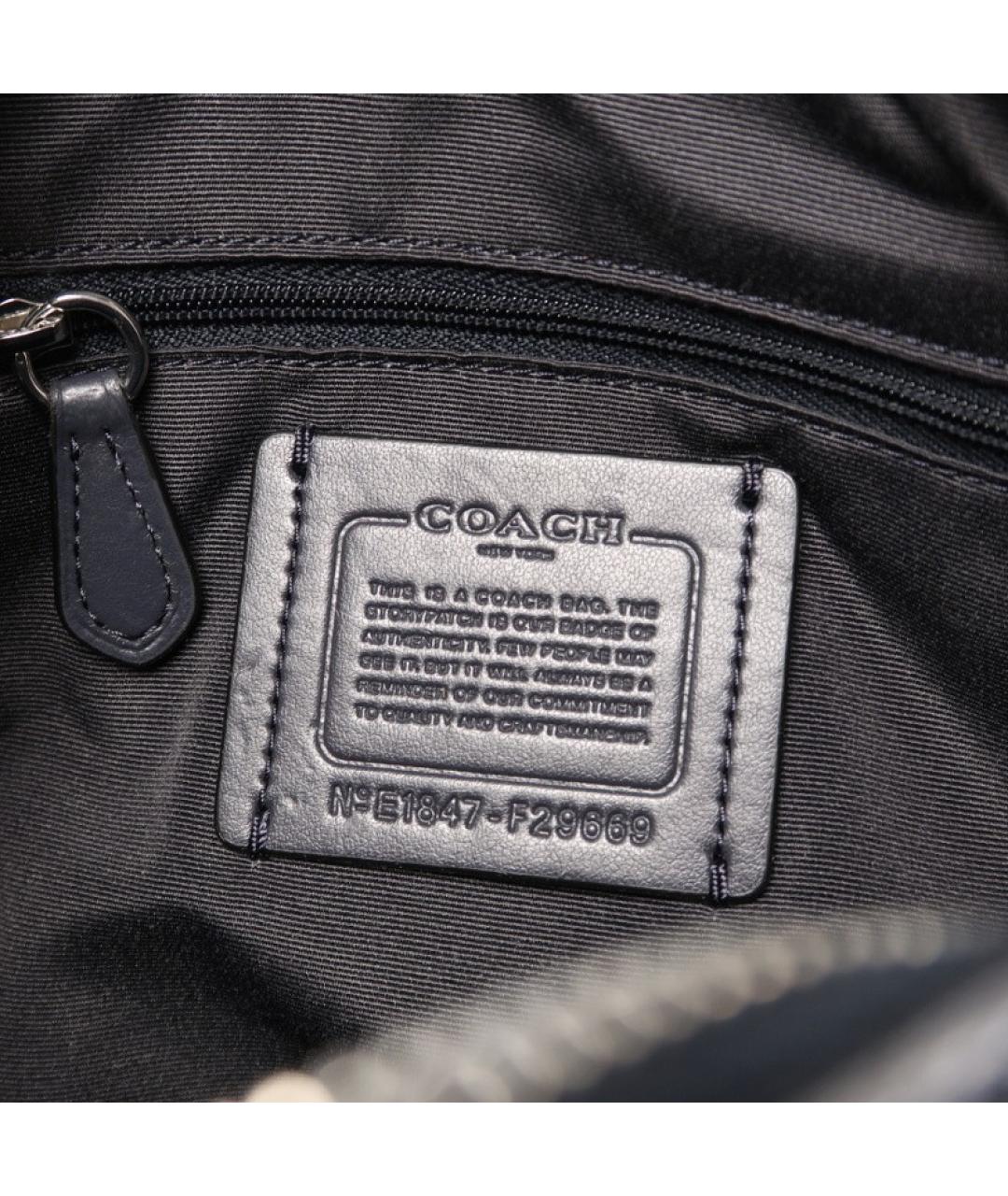 COACH Серая кожаная сумка с короткими ручками, фото 7