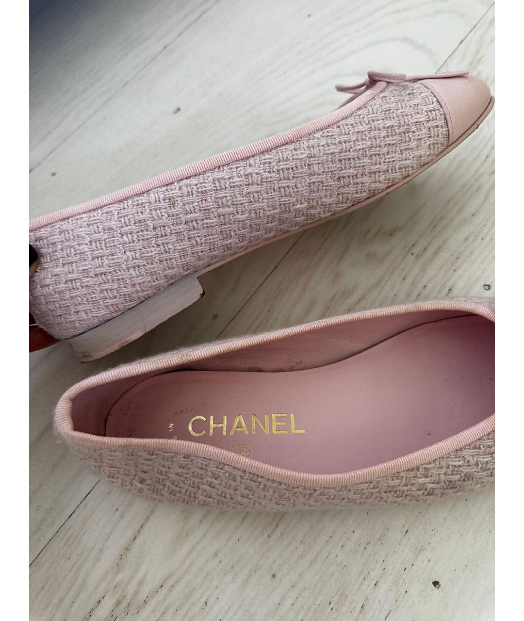 CHANEL PRE-OWNED Розовые текстильные балетки, фото 6