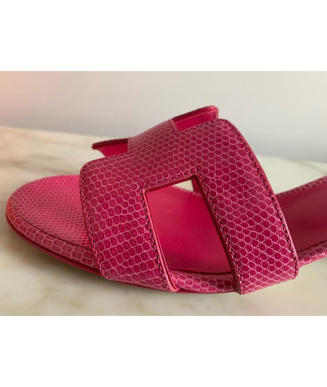 HERMES Фуксия мюли из экзотической кожи, фото 5