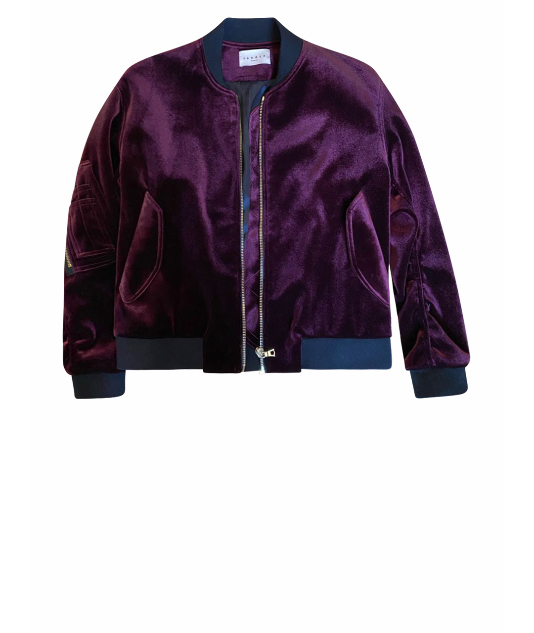 SANDRO Бордовый бархатный жакет/пиджак, фото 1