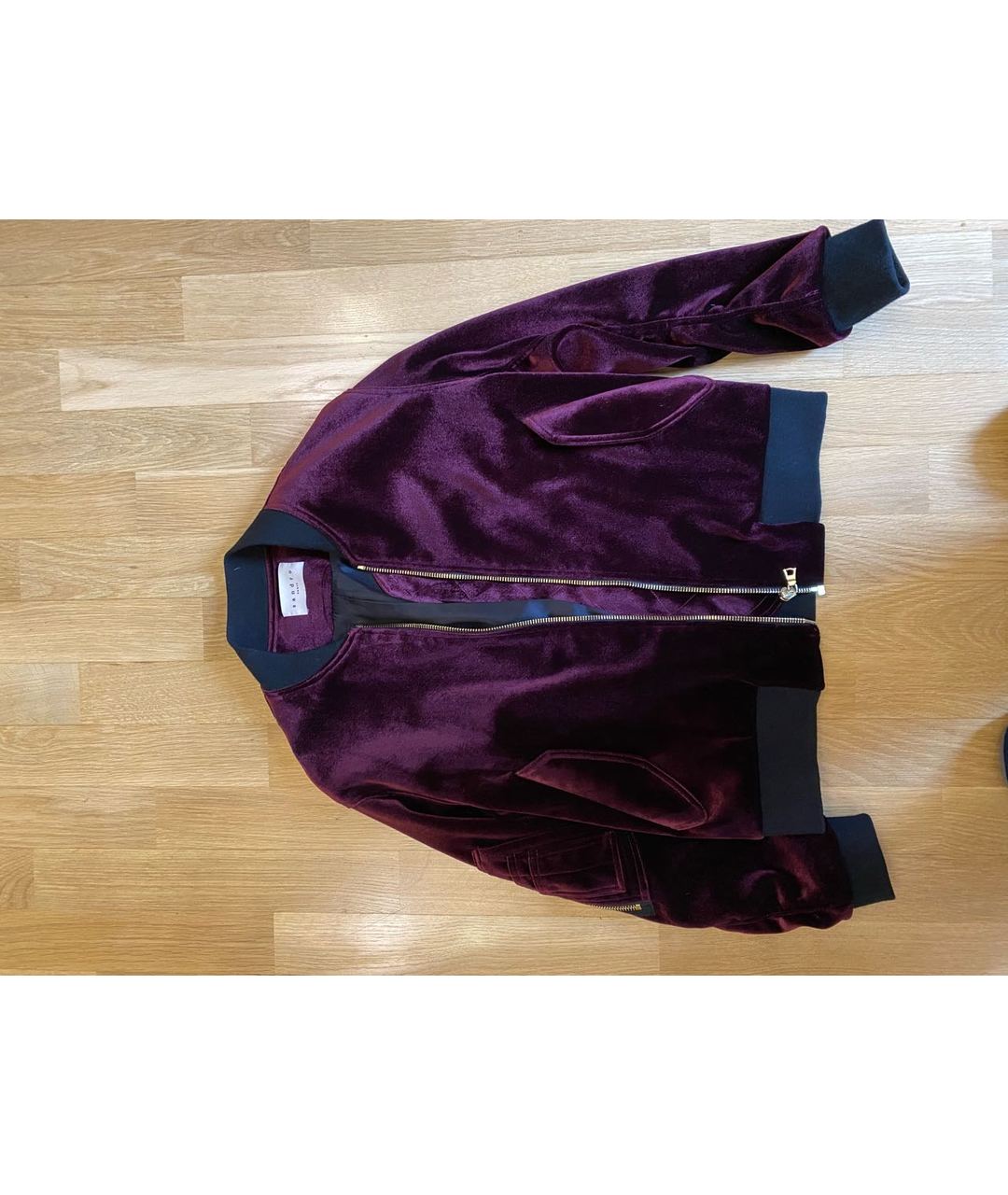 SANDRO Бордовый бархатный жакет/пиджак, фото 5