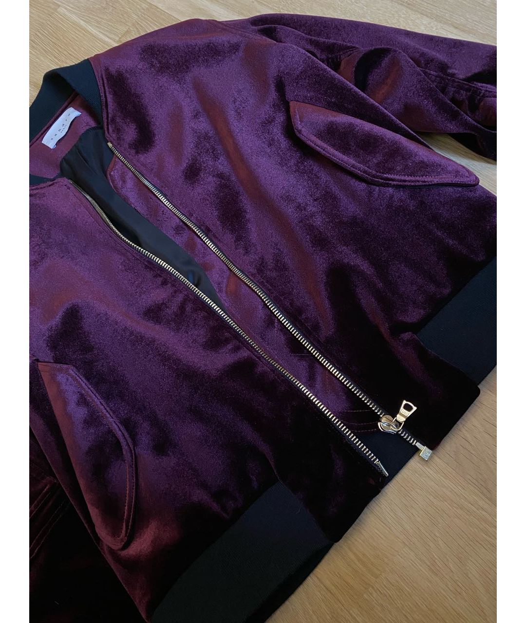 SANDRO Бордовый бархатный жакет/пиджак, фото 4