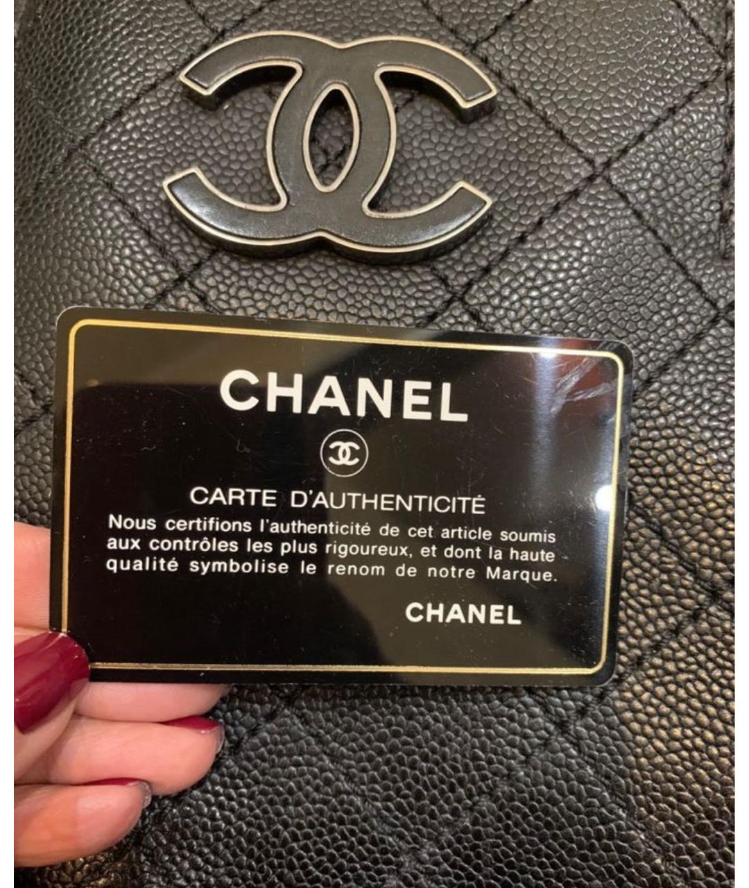 CHANEL Черная кожаная сумка тоут, фото 5