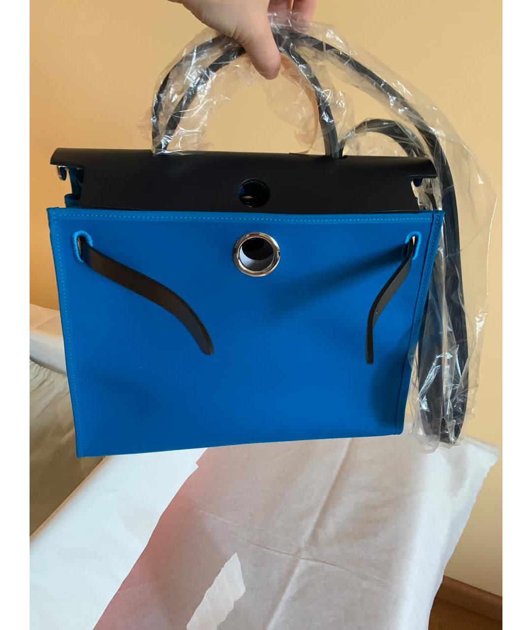 HERMES PRE-OWNED Синяя тканевая сумка тоут, фото 6