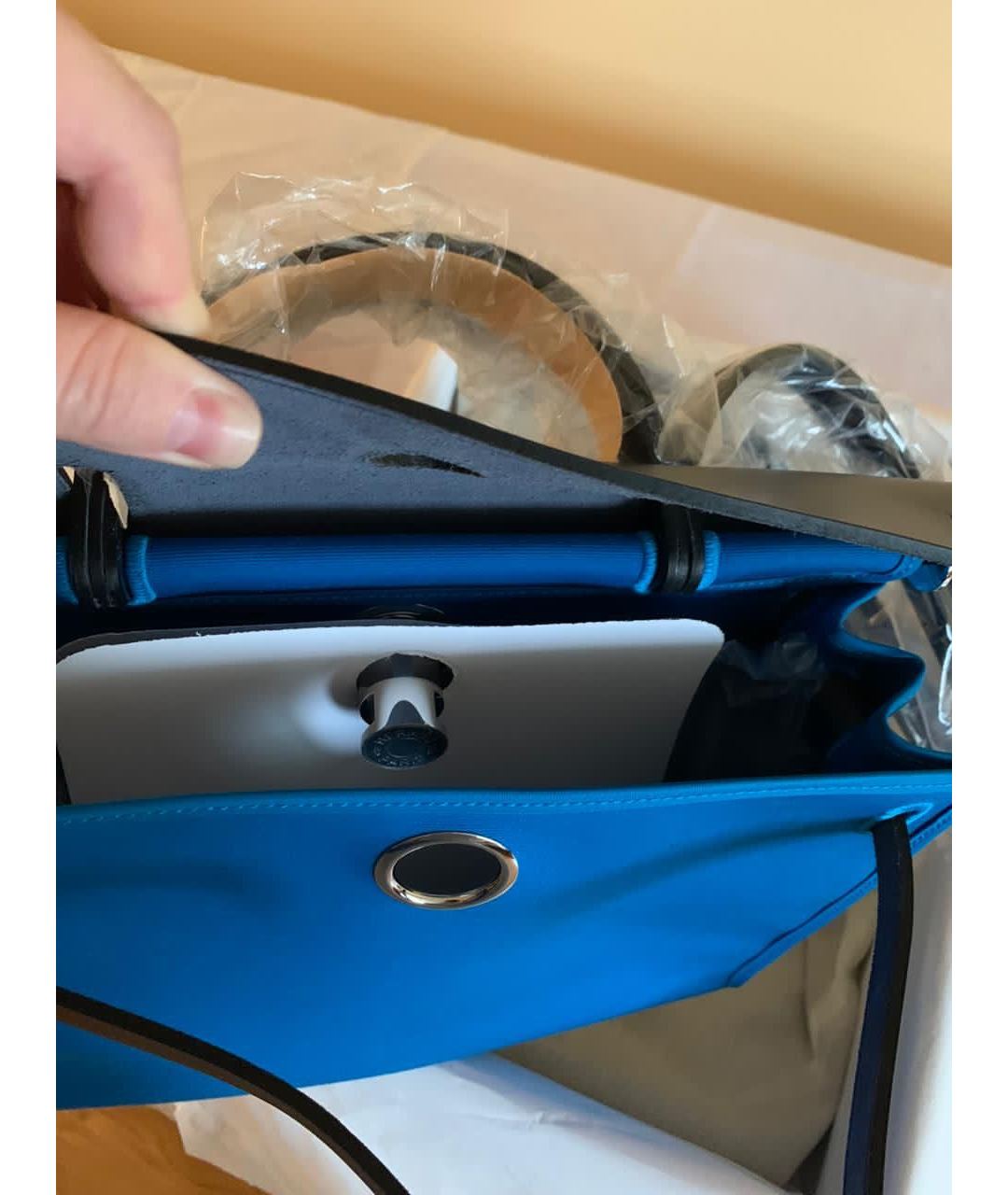 HERMES PRE-OWNED Синяя тканевая сумка тоут, фото 7
