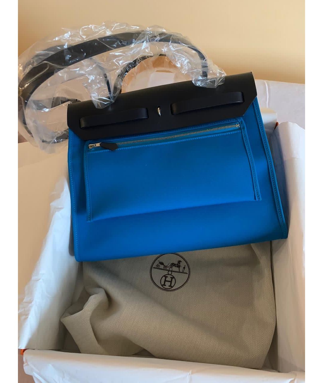 HERMES PRE-OWNED Синяя тканевая сумка тоут, фото 4