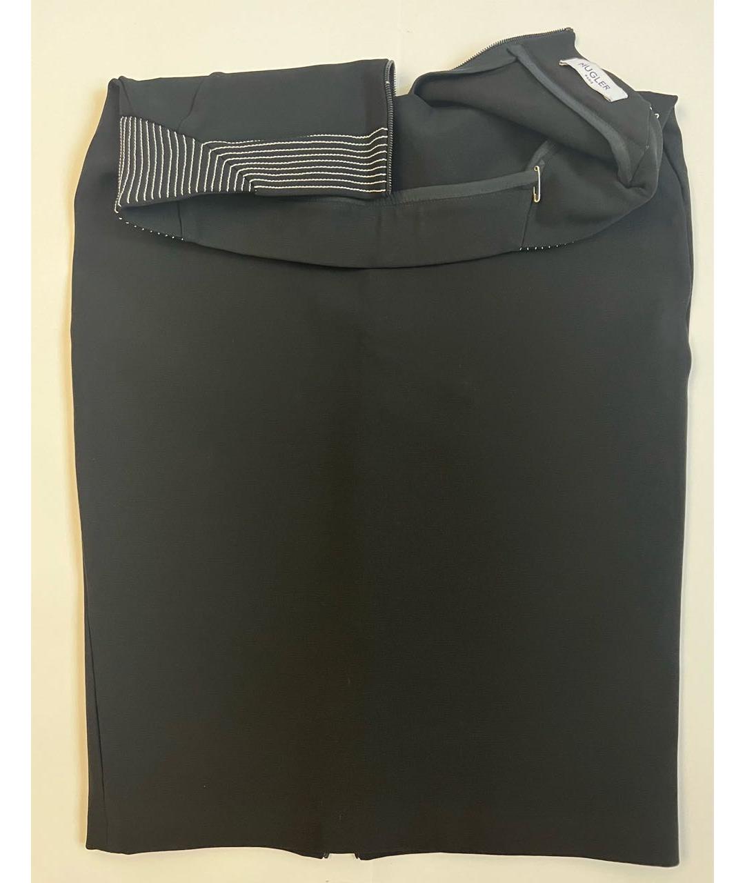 MUGLER Черная вискозная юбка миди, фото 3