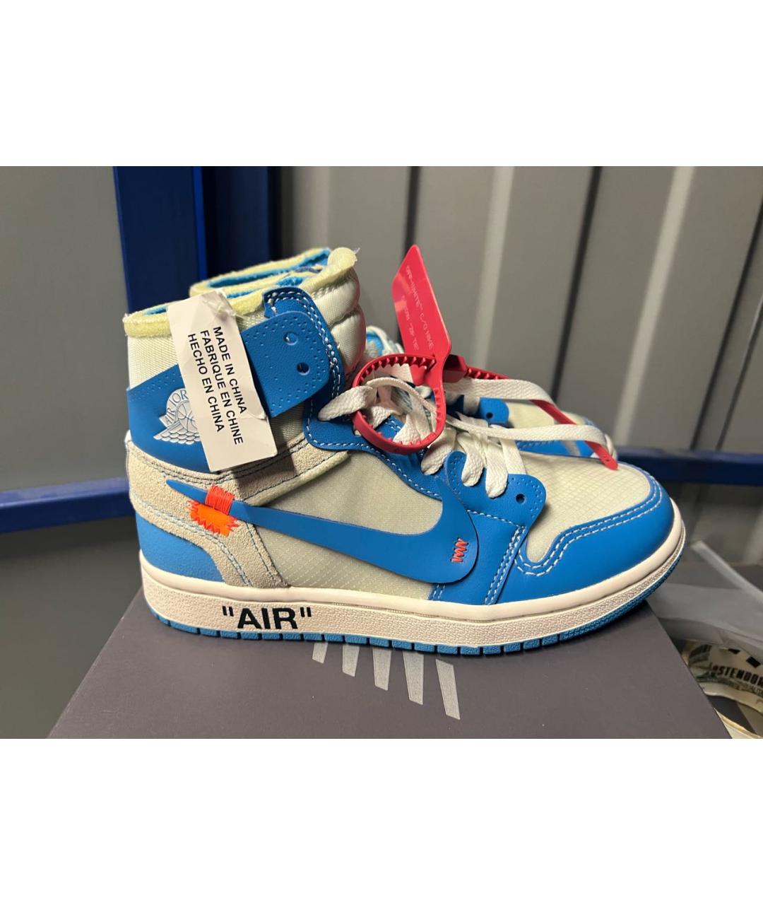 NIKE X OFF-WHITE Голубые кожаные кроссовки, фото 7