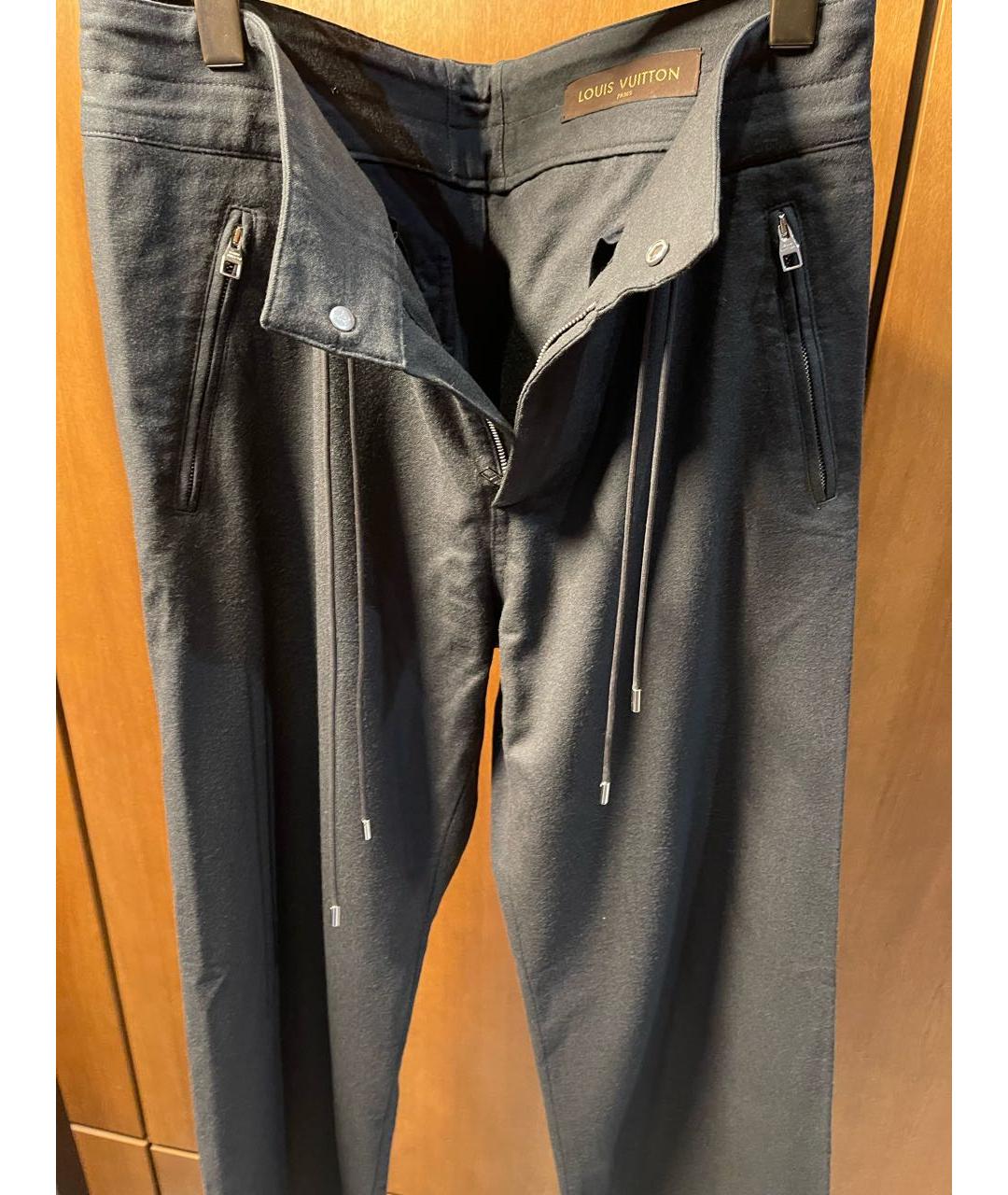 LOUIS VUITTON PRE-OWNED Антрацитовые шерстяные повседневные брюки, фото 3