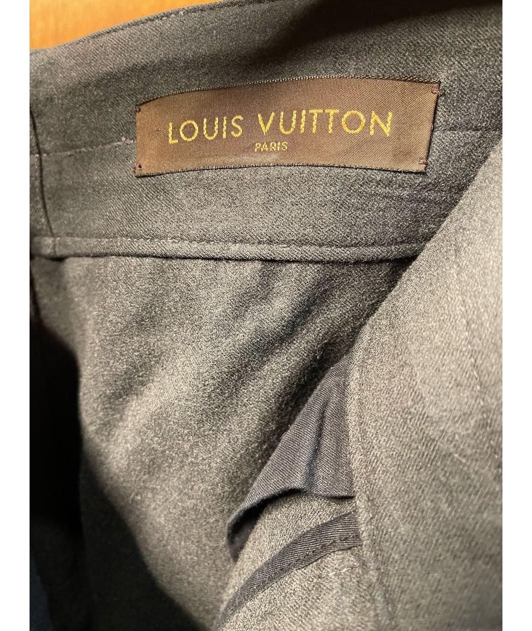 LOUIS VUITTON PRE-OWNED Антрацитовые шерстяные повседневные брюки, фото 6