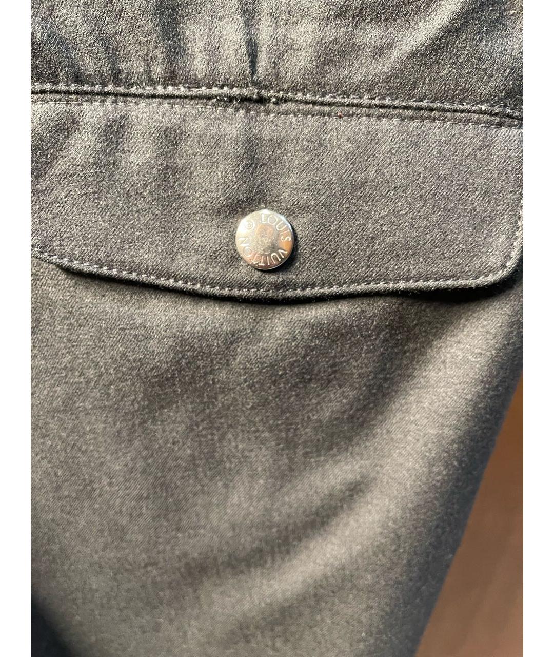 LOUIS VUITTON PRE-OWNED Антрацитовые шерстяные повседневные брюки, фото 4