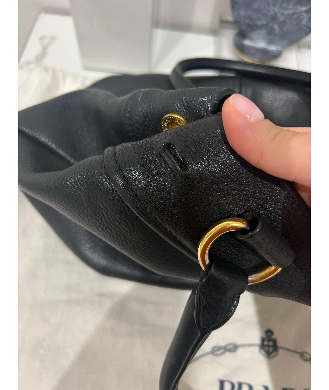 PRADA Черная кожаная сумка с короткими ручками, фото 7