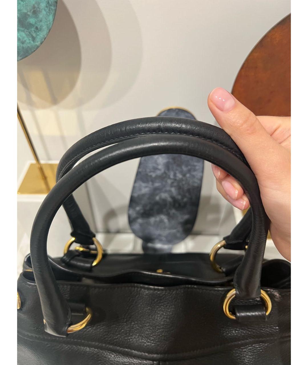 PRADA Черная кожаная сумка с короткими ручками, фото 4