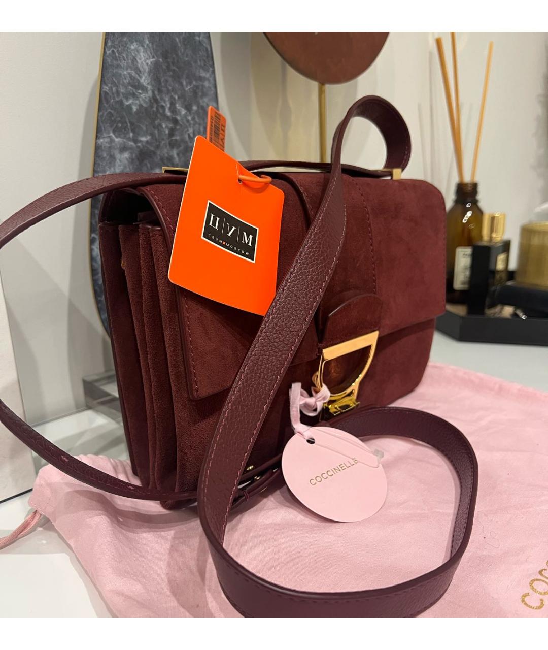 COCCINELLE Бордовая замшевая сумка через плечо, фото 2