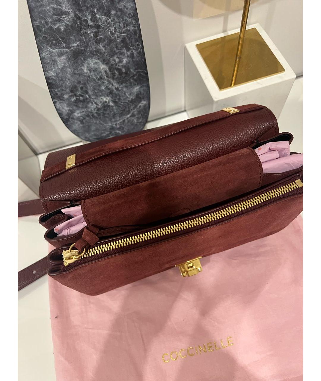 COCCINELLE Бордовая замшевая сумка через плечо, фото 5