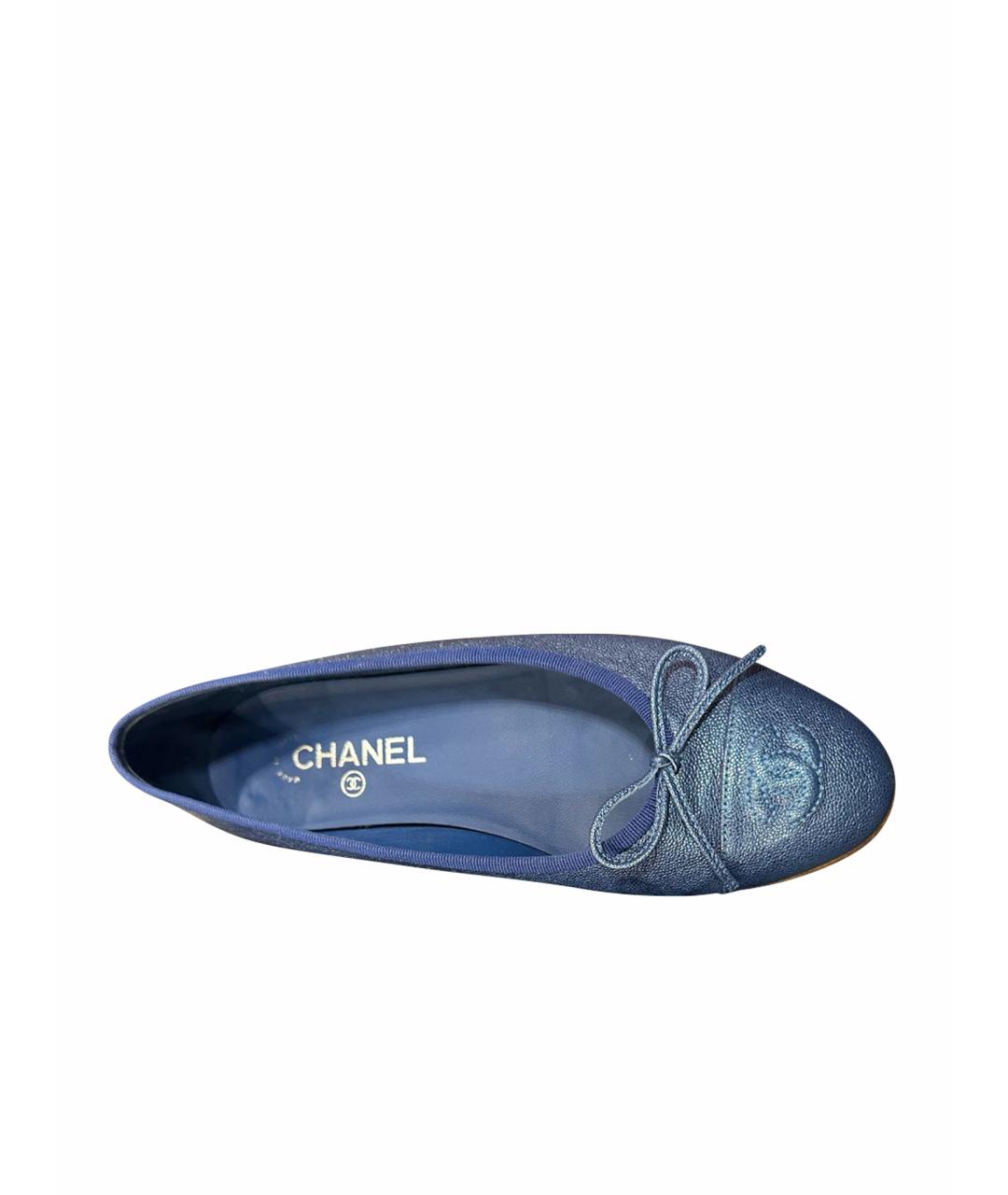 CHANEL PRE-OWNED Голубые кожаные балетки, фото 1