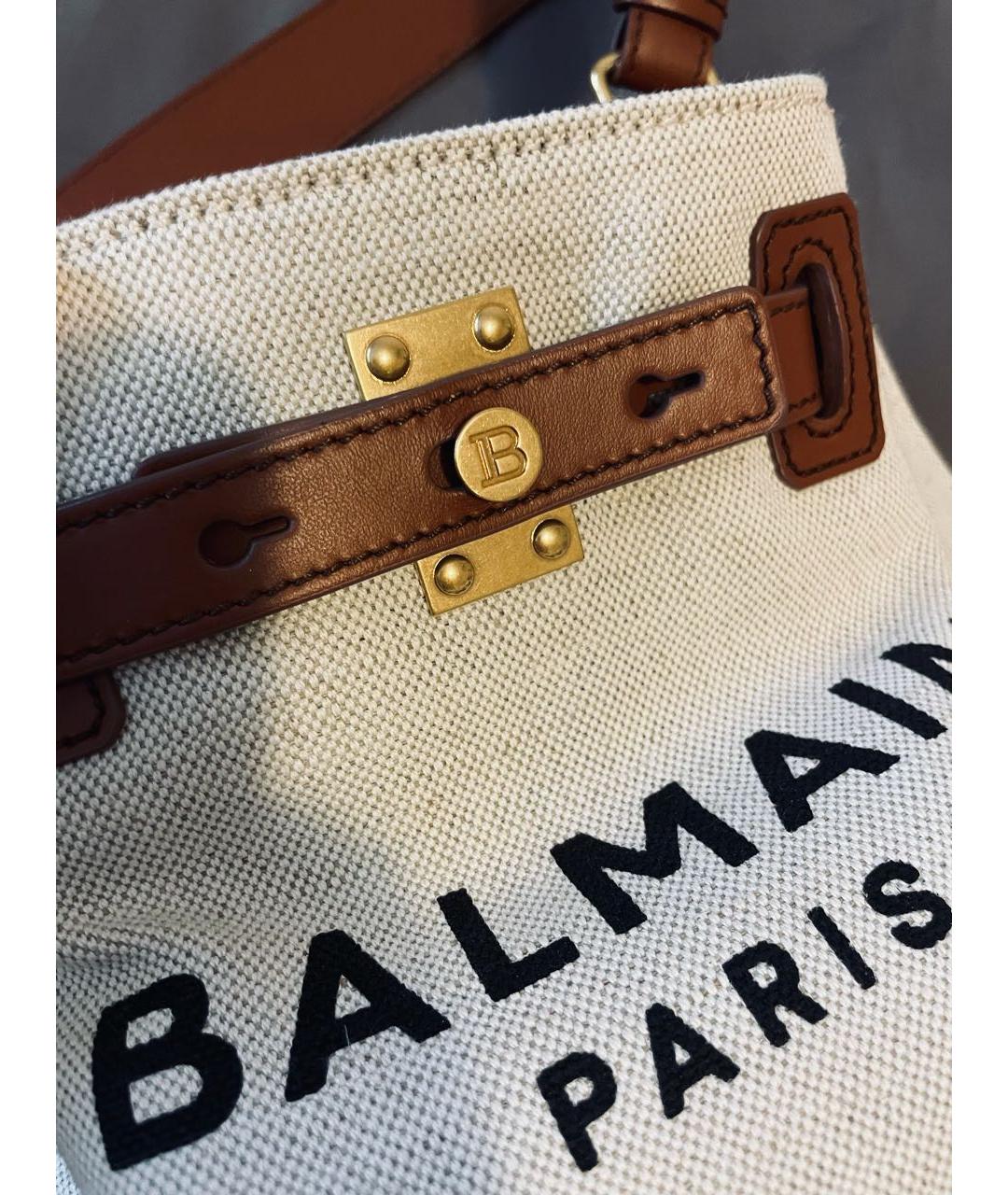 BALMAIN Бежевая льняная сумка через плечо, фото 5