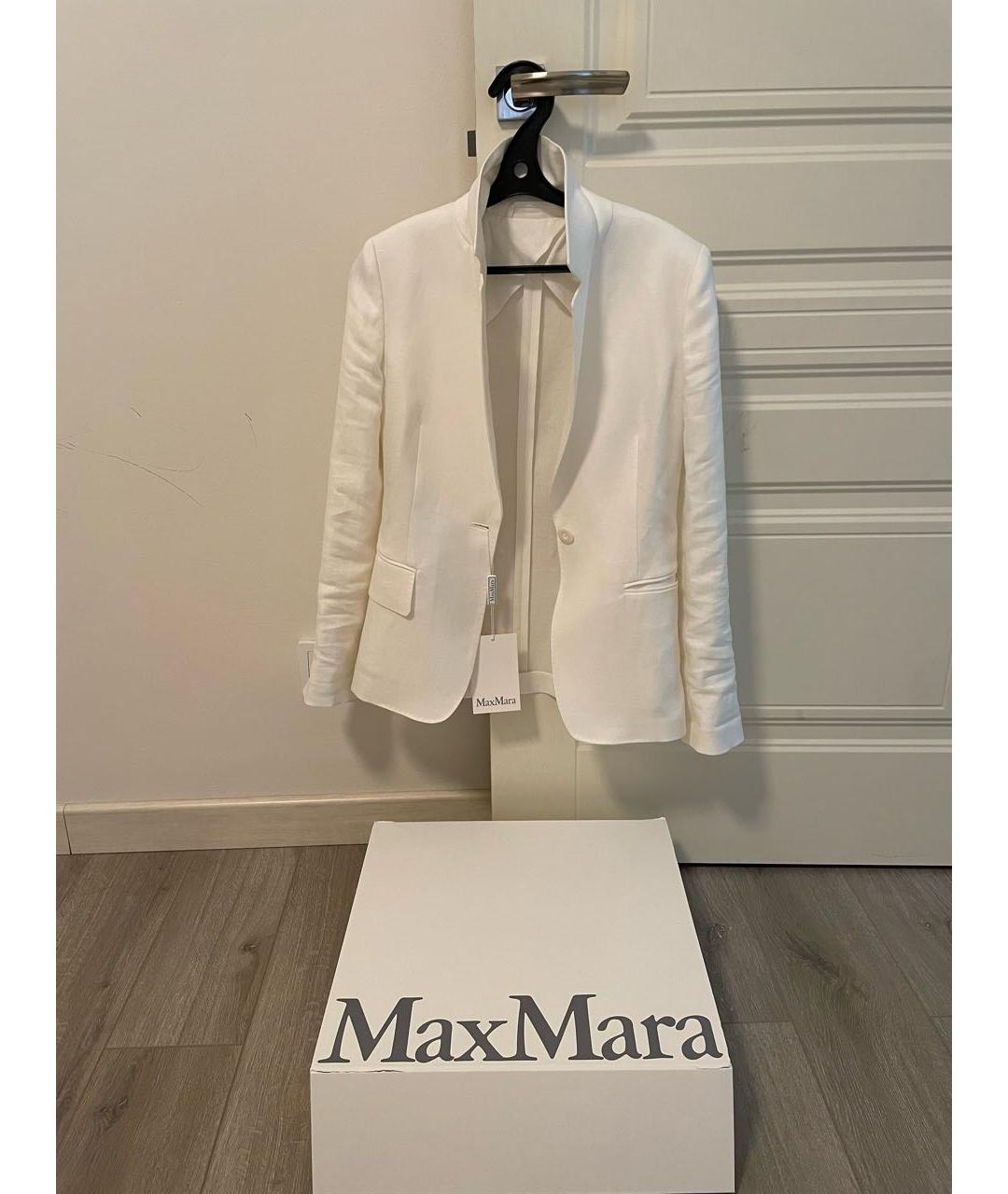 MAX MARA Белый льняной жакет/пиджак, фото 4