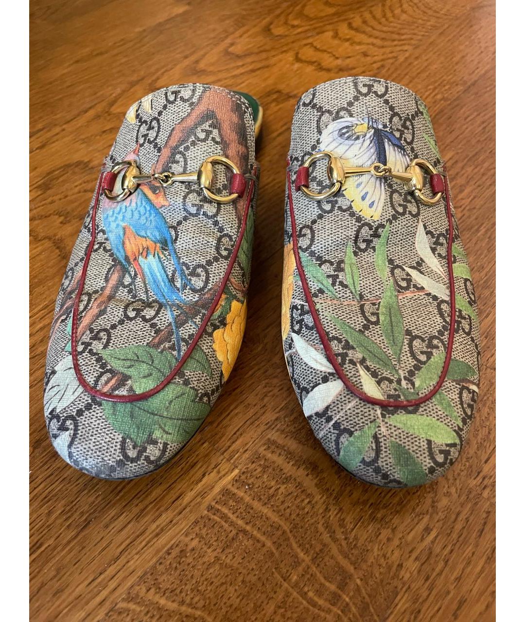 GUCCI Бордовые кожаные мюли, фото 2