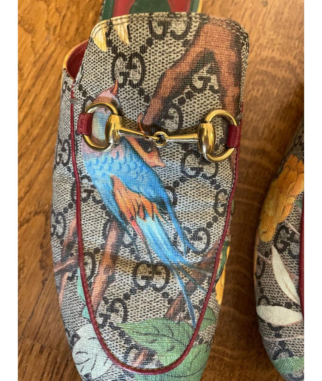 GUCCI Бордовые кожаные мюли, фото 6