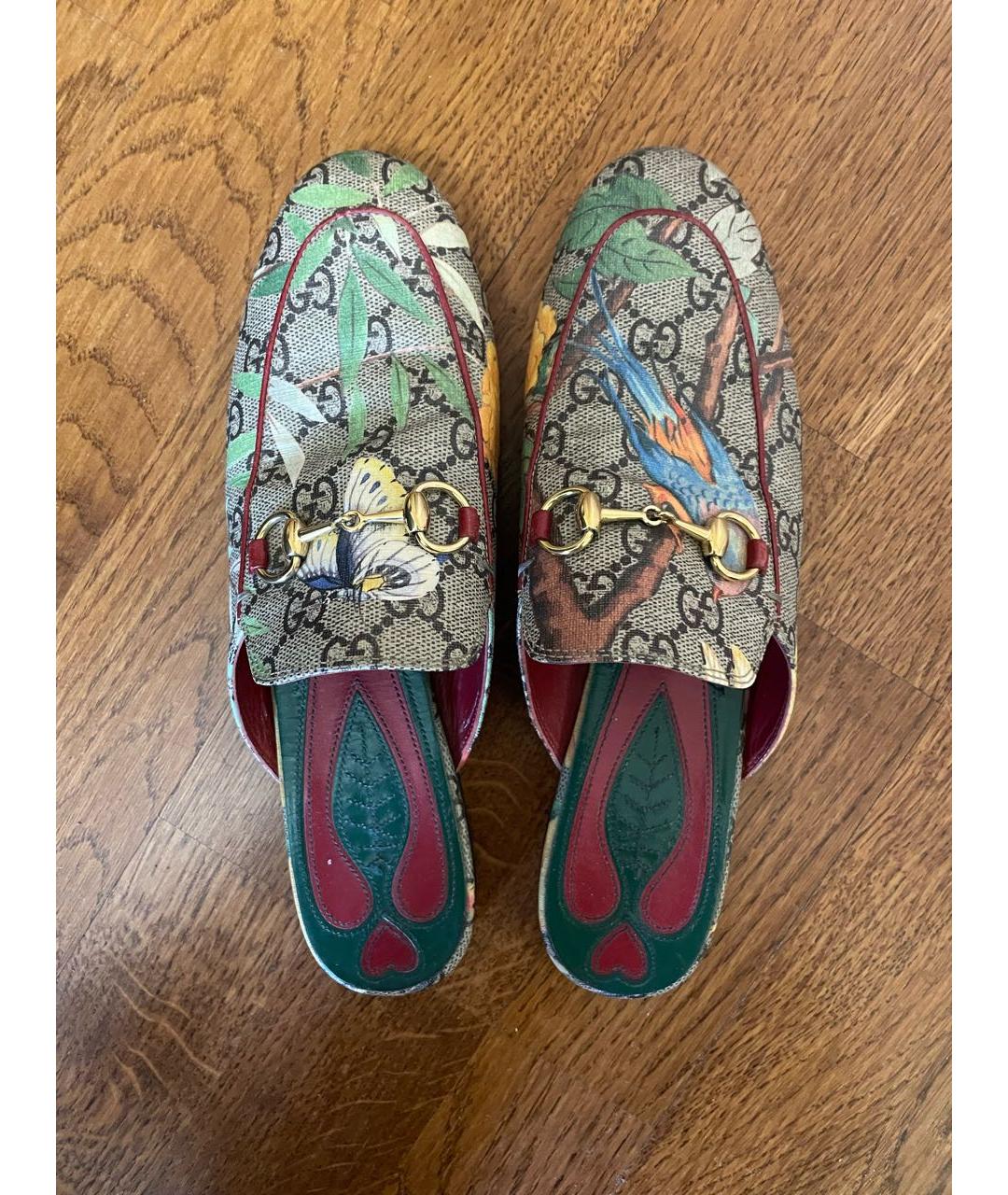 GUCCI Бордовые кожаные мюли, фото 3