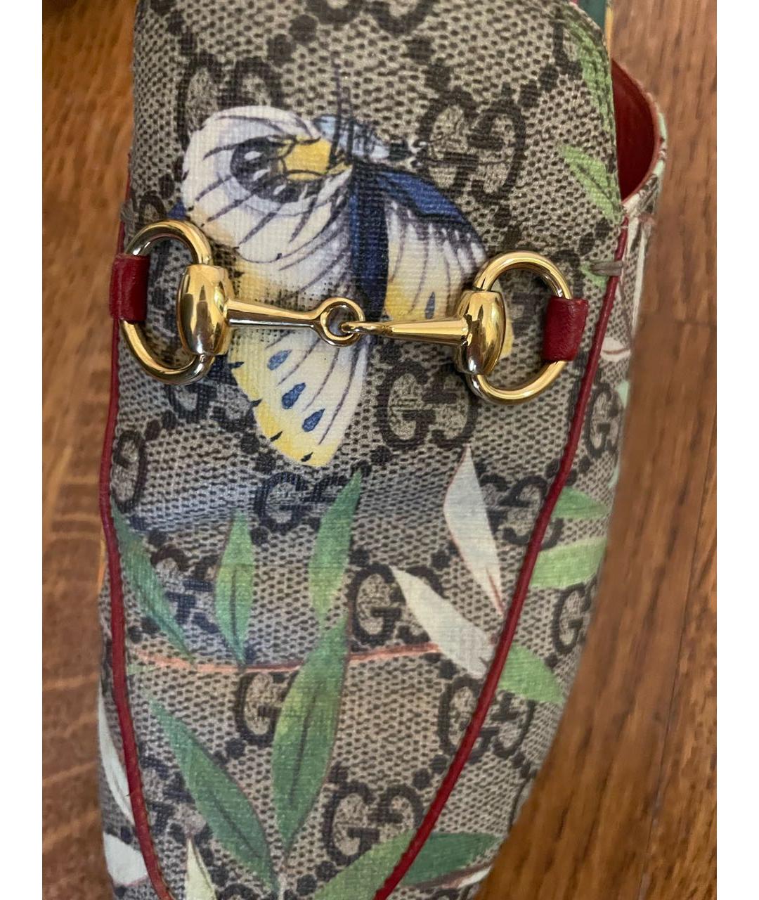 GUCCI Бордовые кожаные мюли, фото 5