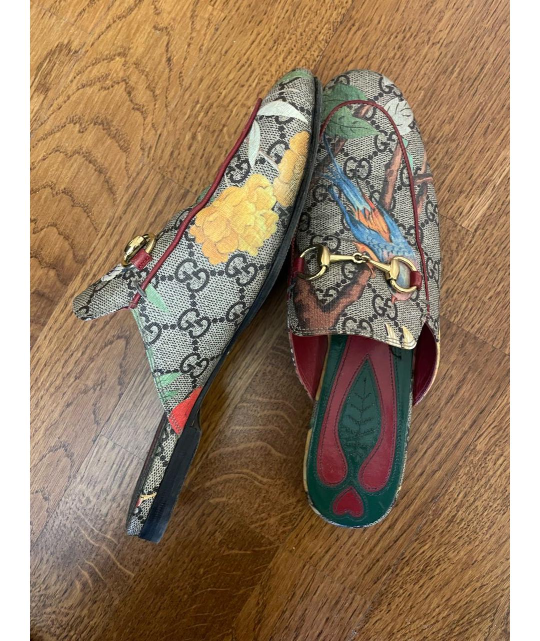 GUCCI Бордовые кожаные мюли, фото 7