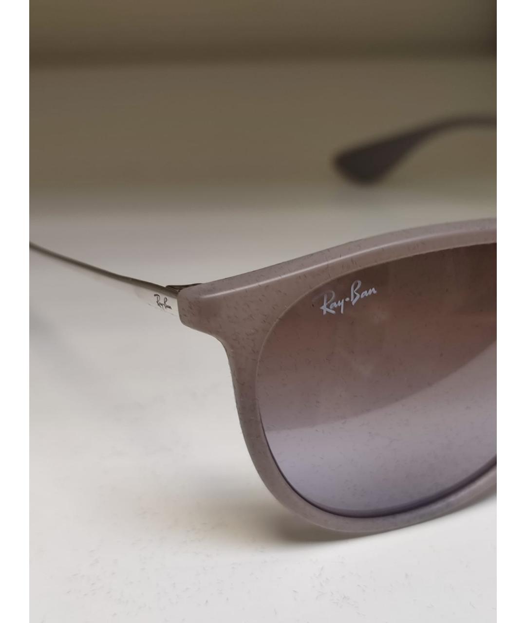 RAY BAN Бежевые пластиковые солнцезащитные очки, фото 3