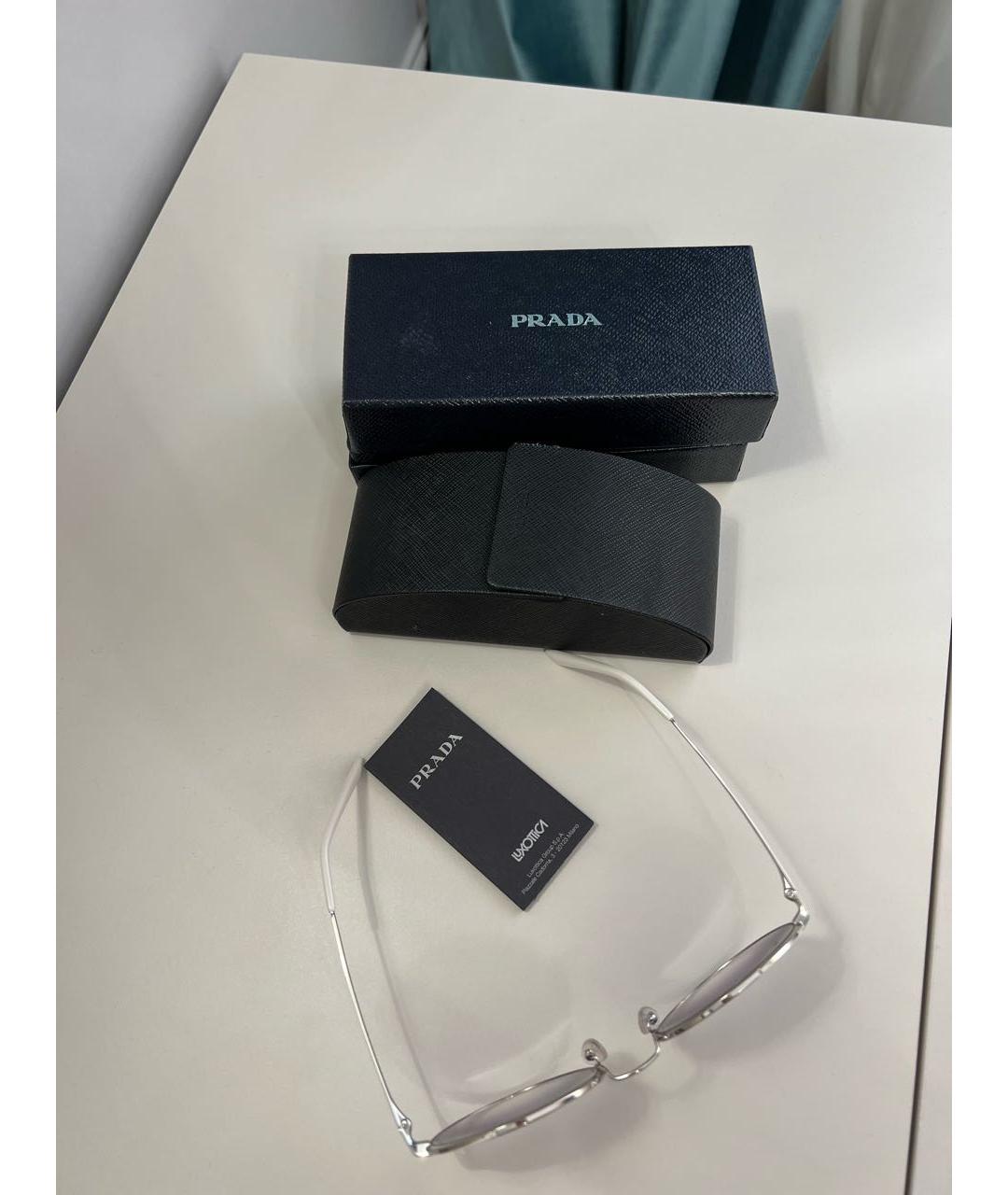 PRADA Белые металлические солнцезащитные очки, фото 4