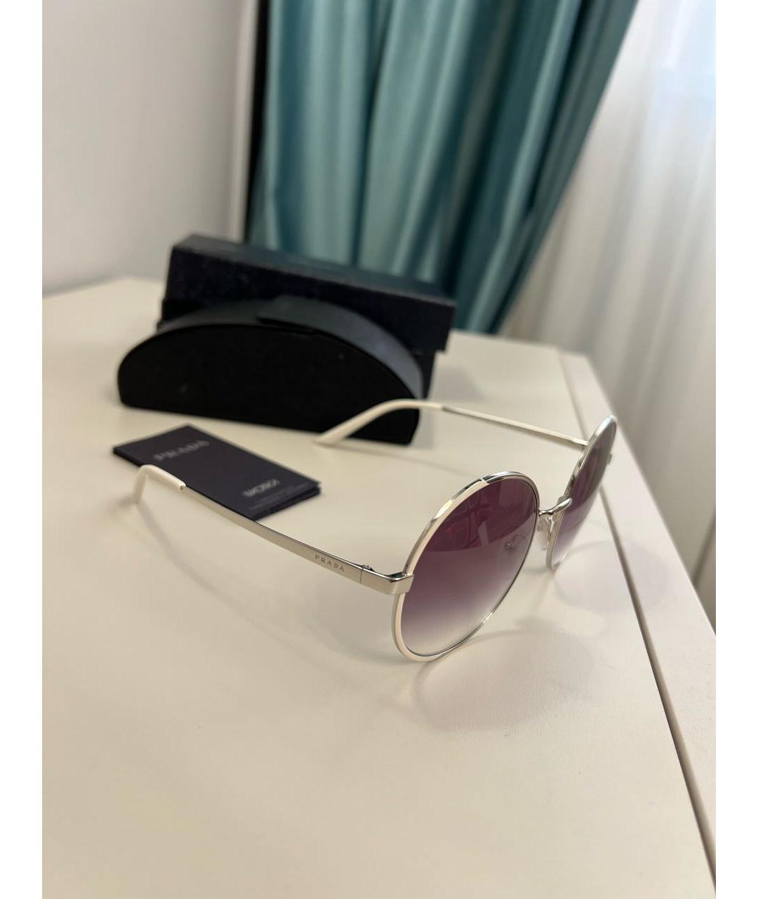 PRADA Белые металлические солнцезащитные очки, фото 2