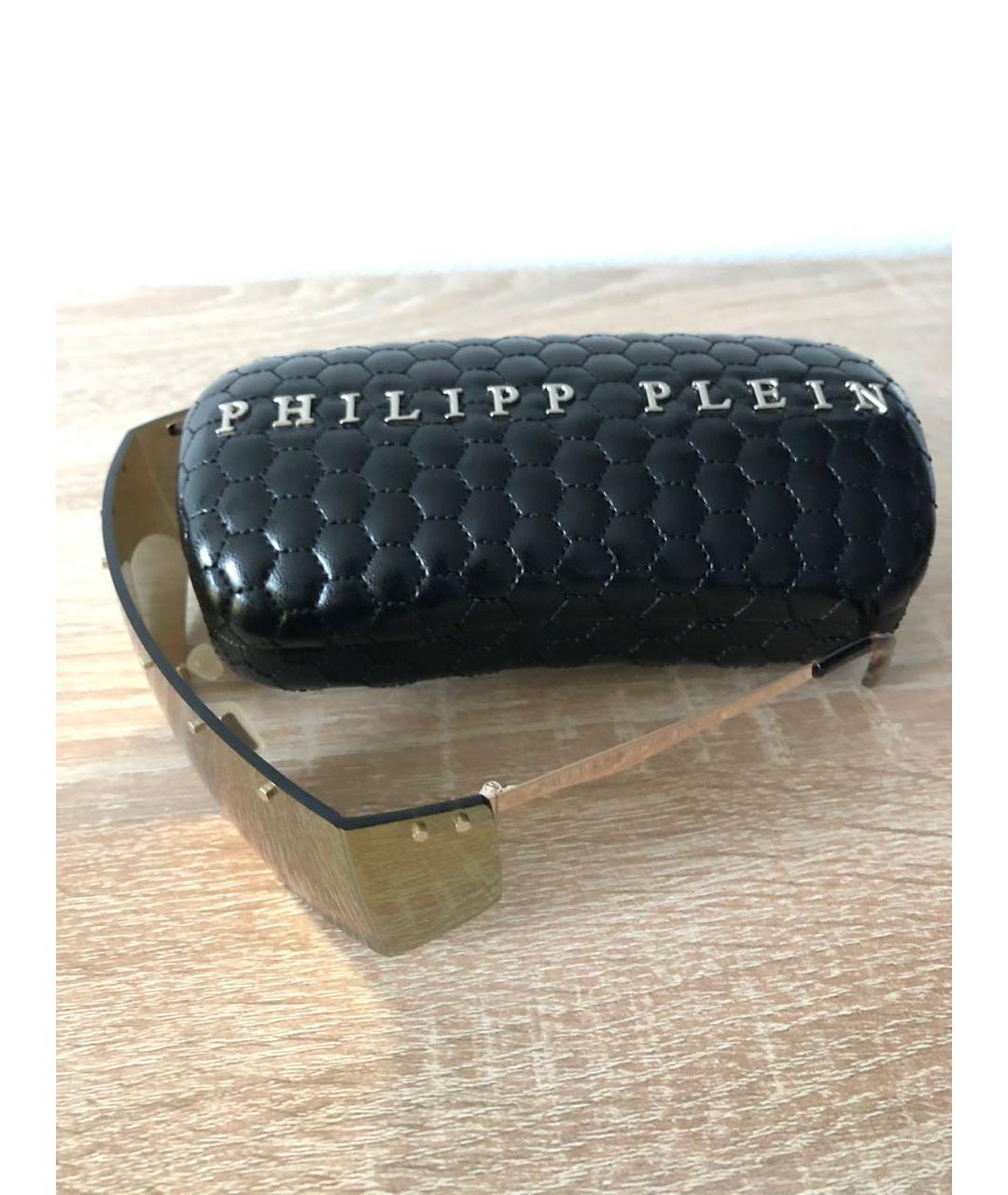 PHILIPP PLEIN Золотые металлические солнцезащитные очки, фото 5