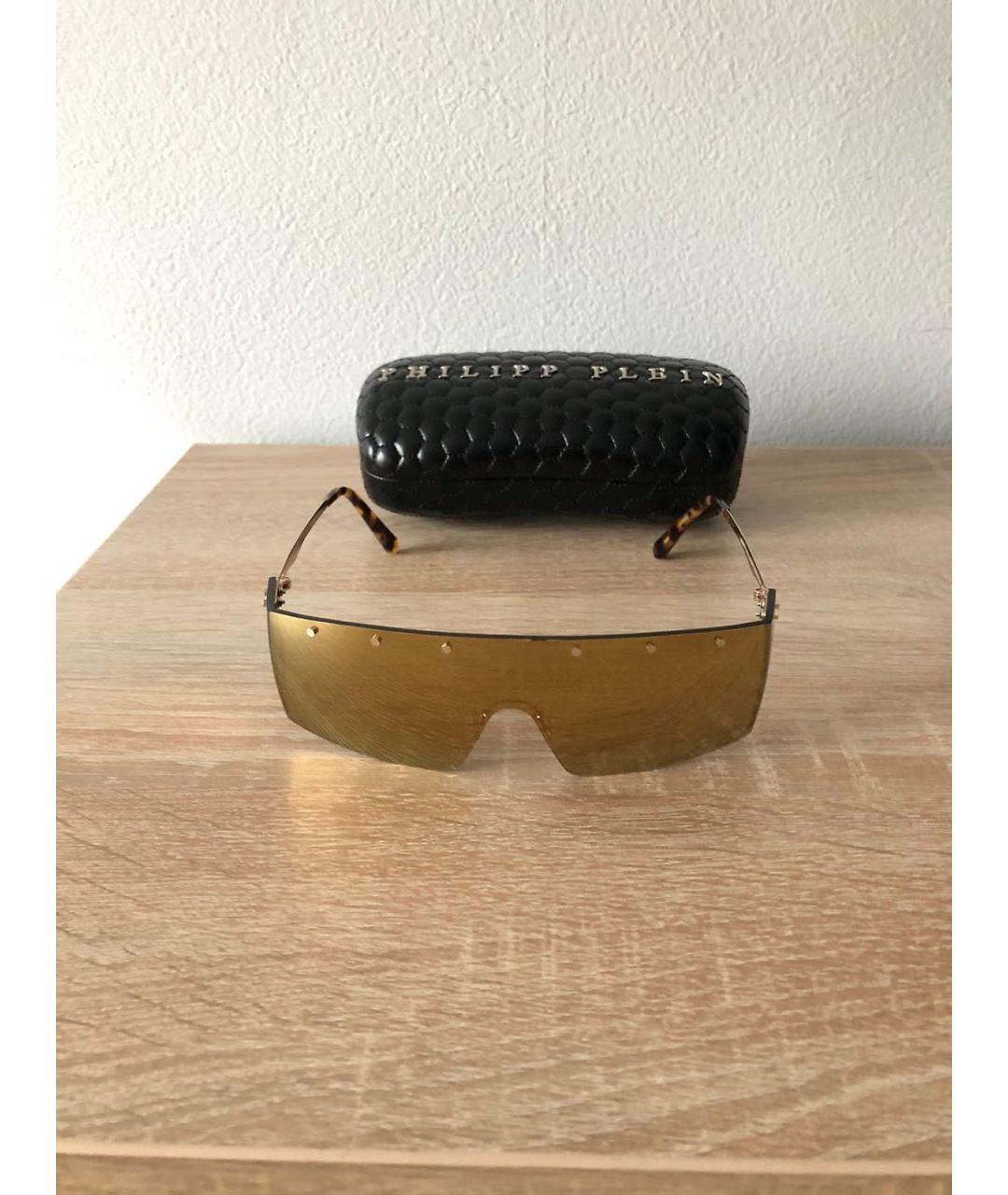 PHILIPP PLEIN Золотые металлические солнцезащитные очки, фото 4