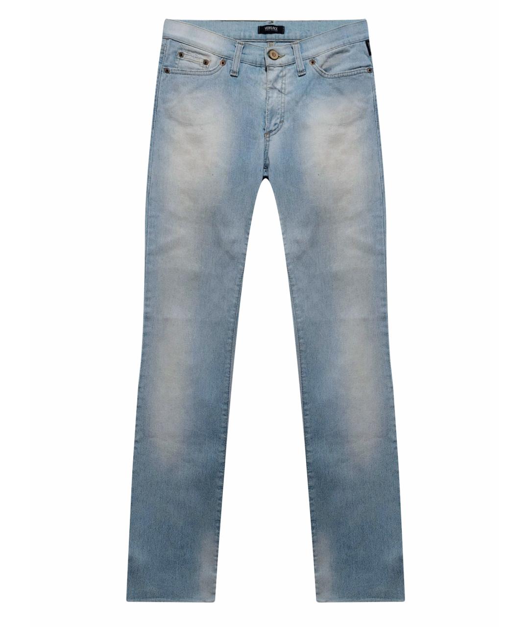 VERSACE JEANS COUTURE Голубые хлопко-эластановые прямые джинсы, фото 1