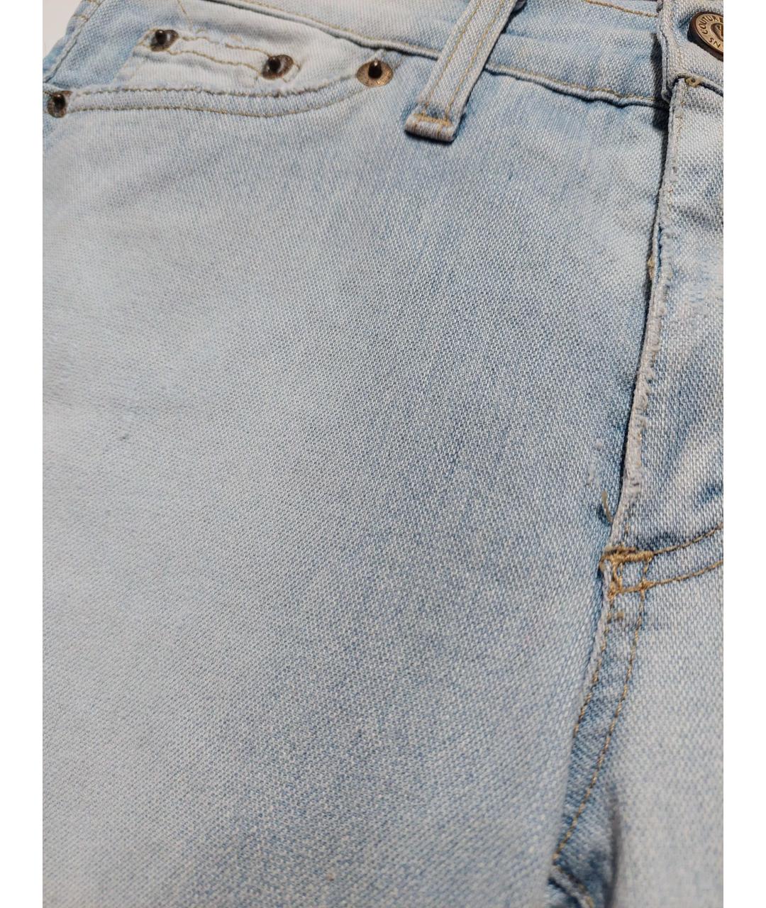 VERSACE JEANS COUTURE Голубые хлопко-эластановые прямые джинсы, фото 4