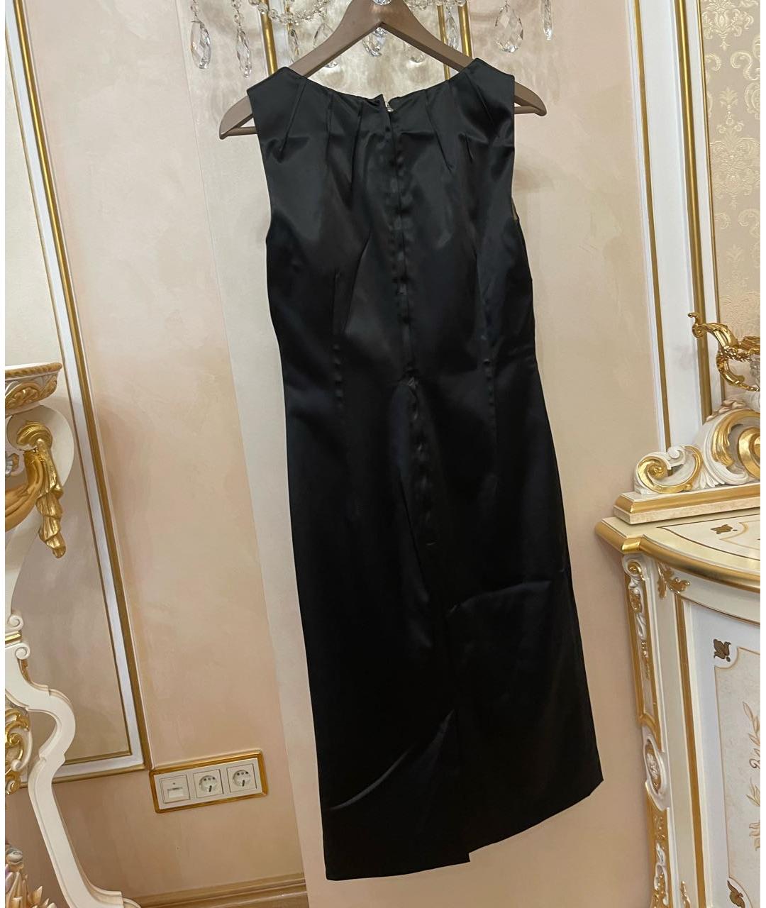 DOLCE&GABBANA Черное атласное коктейльное платье, фото 2