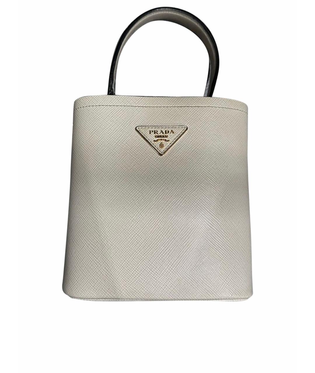 PRADA Белая кожаная сумка тоут, фото 1