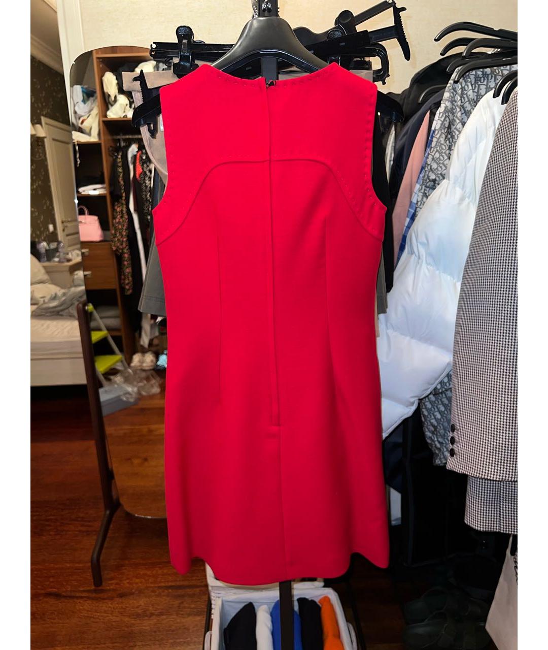 DOLCE&GABBANA Красное шерстяное коктейльное платье, фото 2