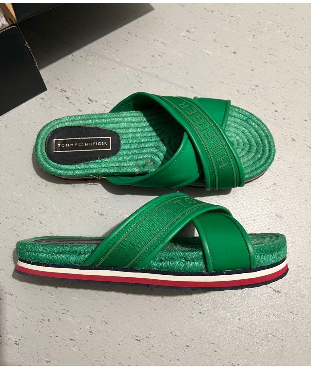 TOMMY HILFIGER Зеленые шлепанцы, фото 5
