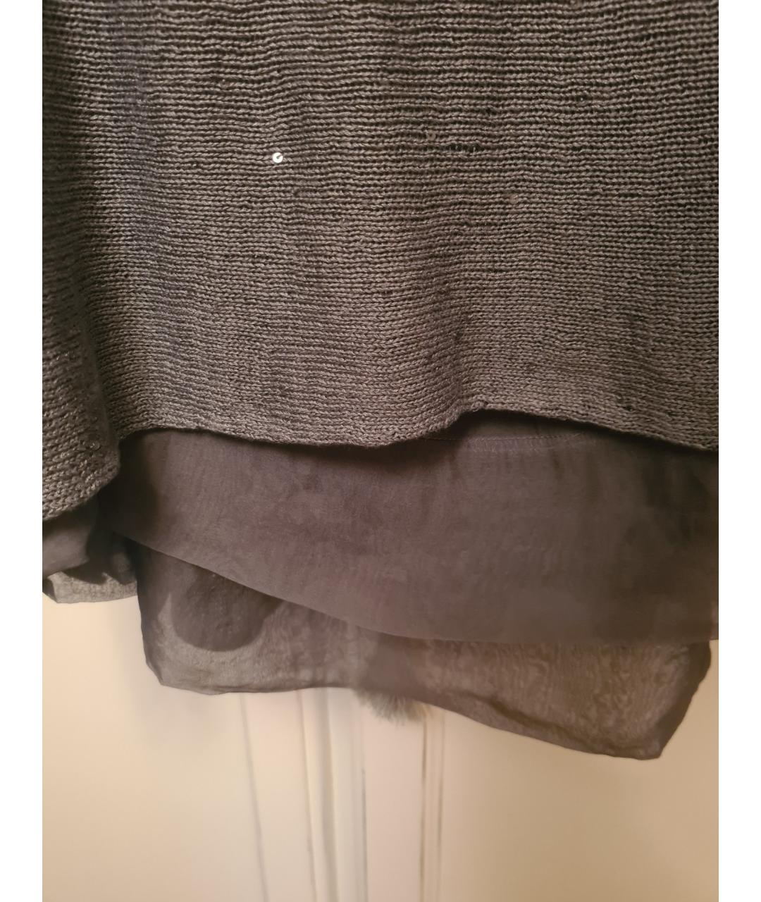 BRUNELLO CUCINELLI Антрацитовый шелковый джемпер / свитер, фото 4