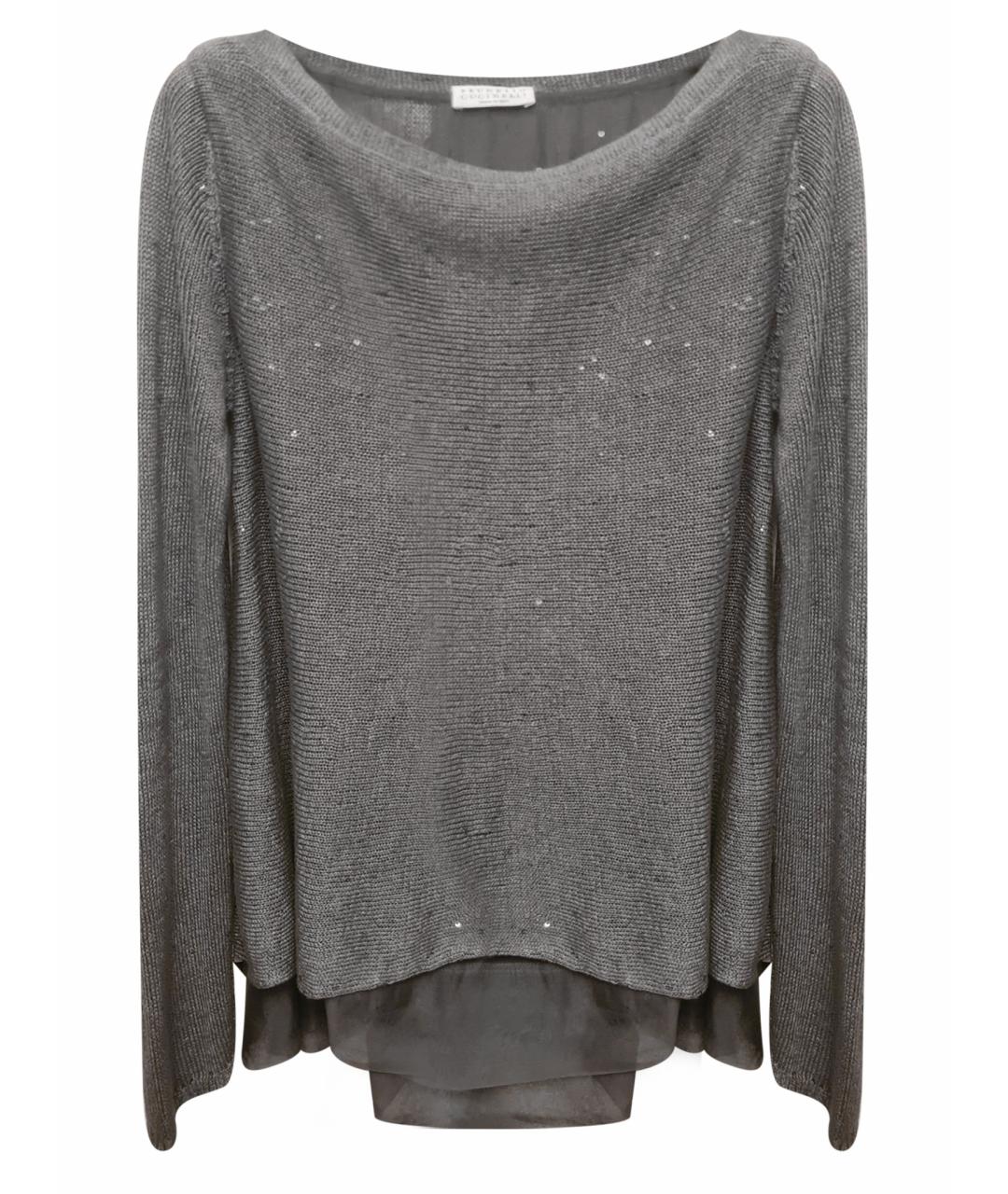 BRUNELLO CUCINELLI Антрацитовый шелковый джемпер / свитер, фото 1