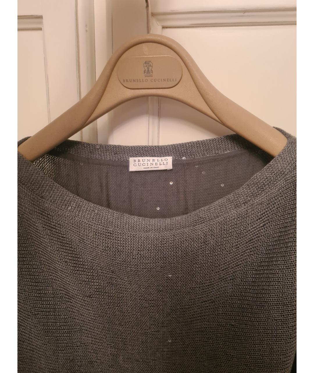 BRUNELLO CUCINELLI Антрацитовый шелковый джемпер / свитер, фото 3