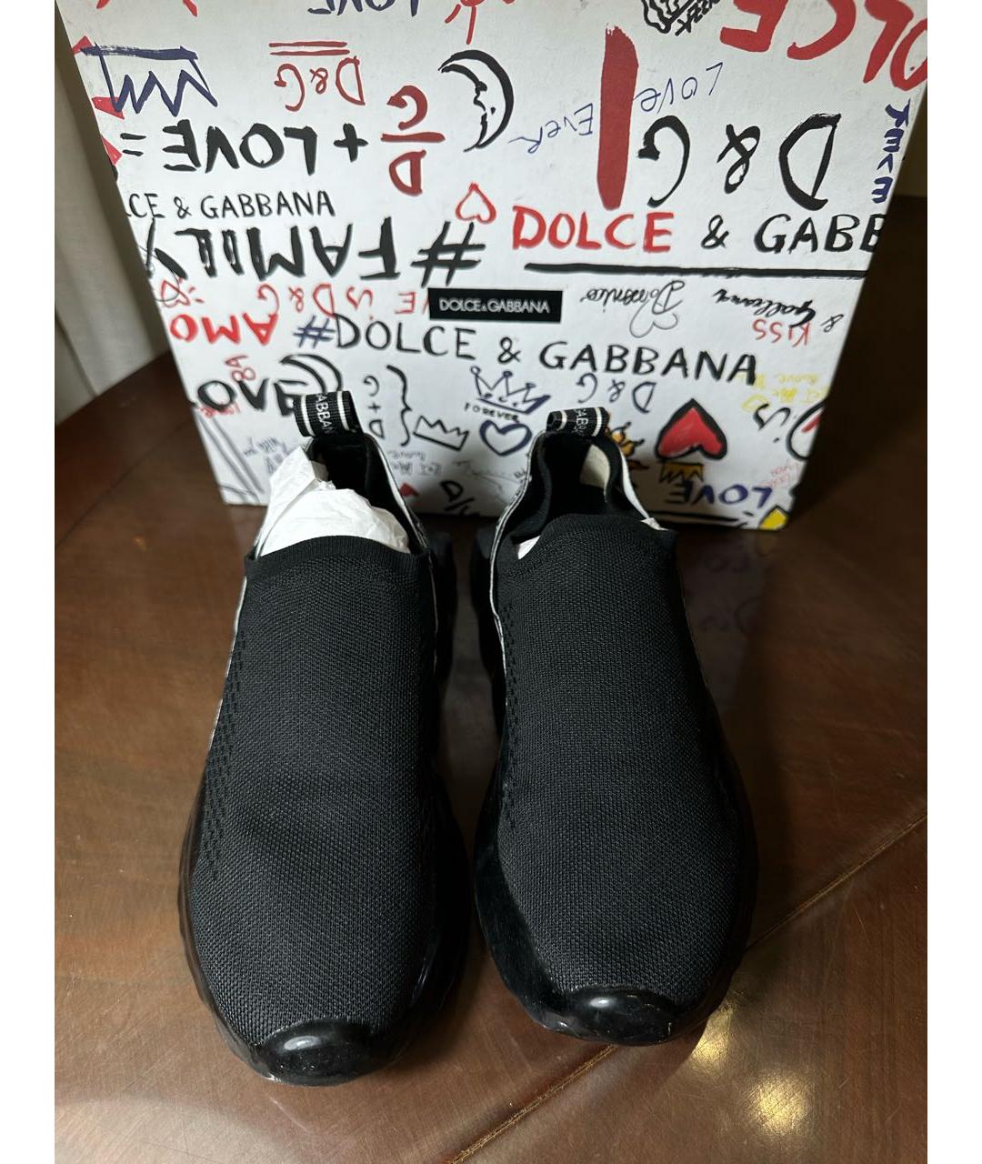 DOLCE&GABBANA Черные текстильные кроссовки, фото 2