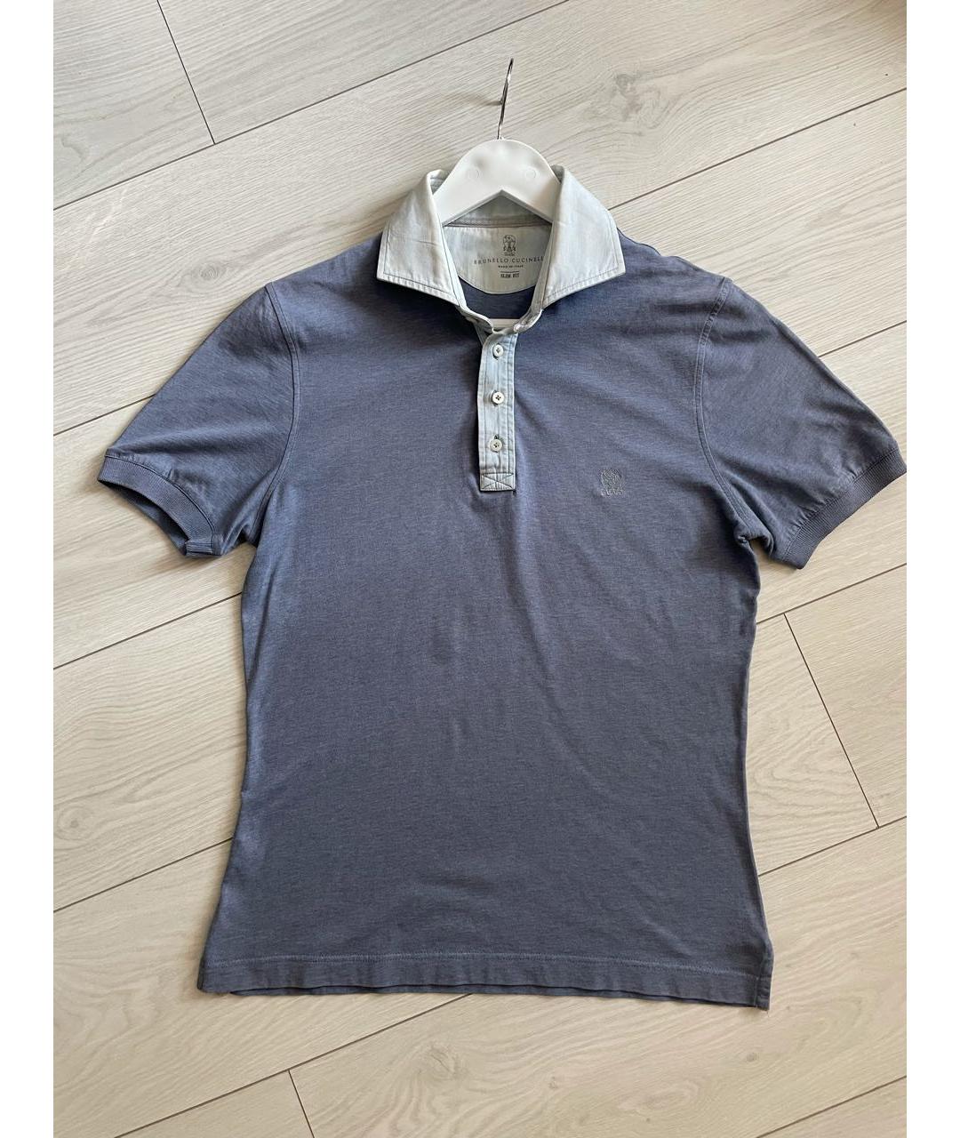 BRUNELLO CUCINELLI Голубое поло с коротким рукавом, фото 6
