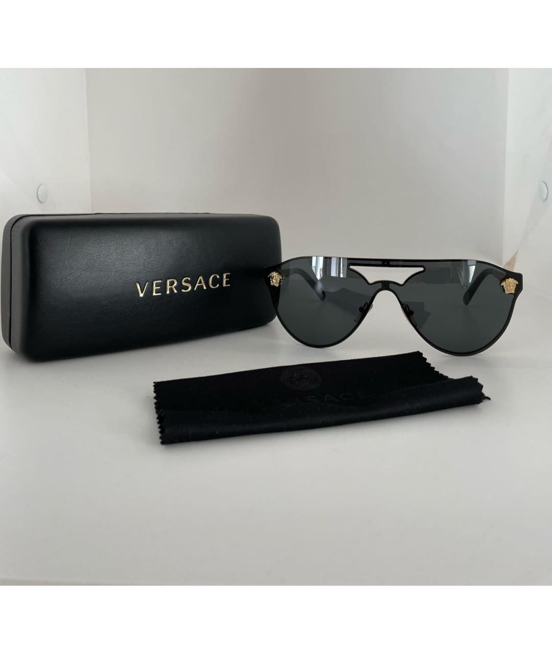 VERSACE Черные металлические солнцезащитные очки, фото 2