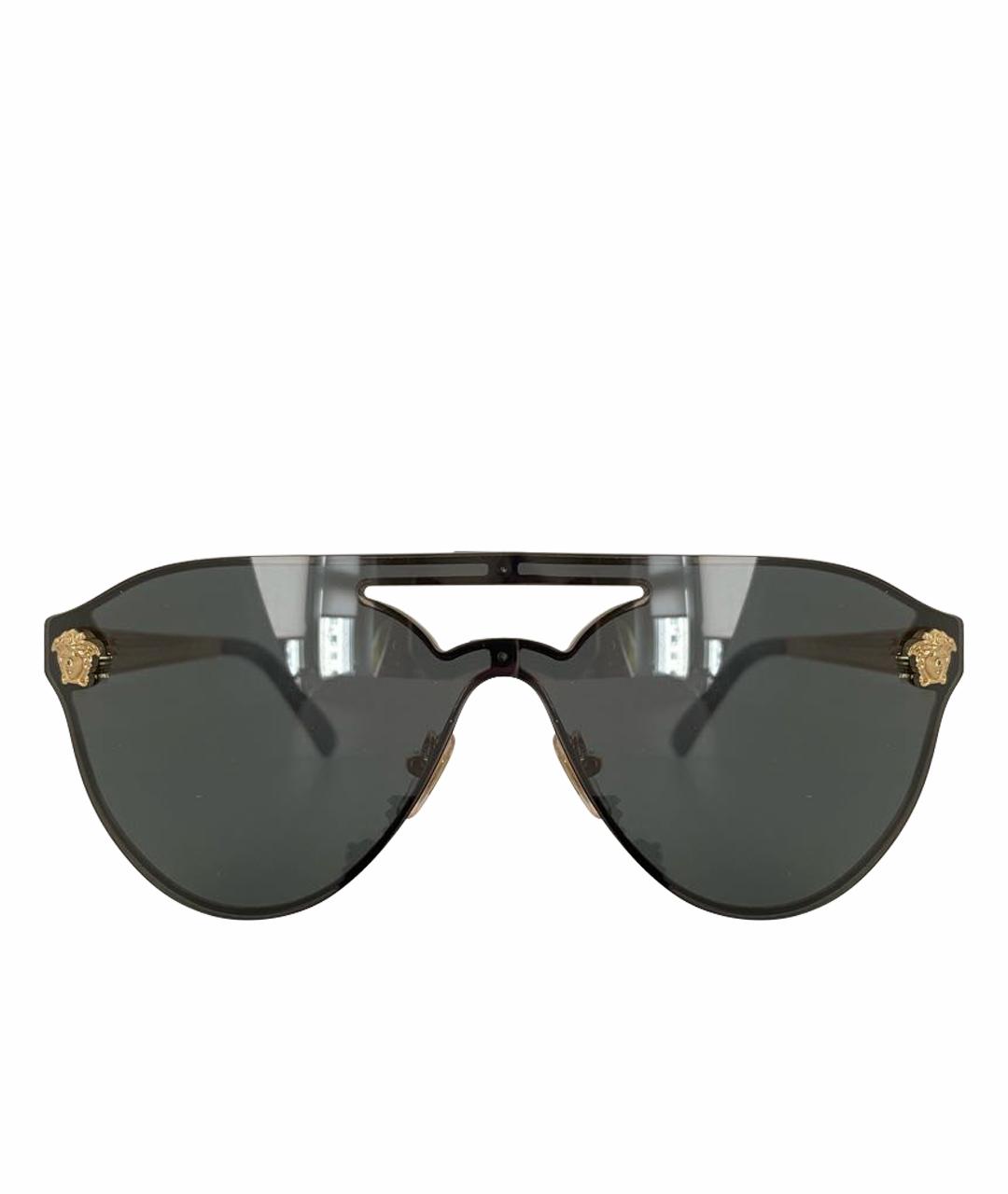VERSACE Черные металлические солнцезащитные очки, фото 1